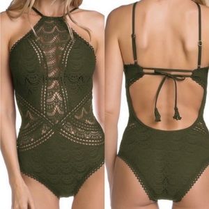 Becca Olive Crochet Hippie Mesh Prairie Swim Suit. Worn 2 times. Good shape.
